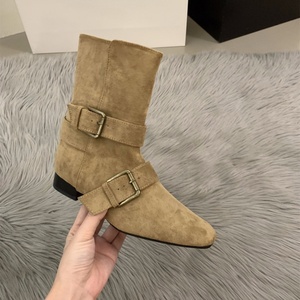 Botines de diseñador para mujer, de ante grueso, estilo Chelsea, para invierno 2025, nueva tendencia, botas góticas para caminar, calzado de moda para mujer. - Product Image 1