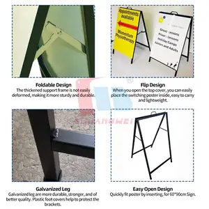 Support réglable Design A-Frame Metal Real Estate Frame Poster Holder Stand Sidewalk Sign Holder Sign Display Frame