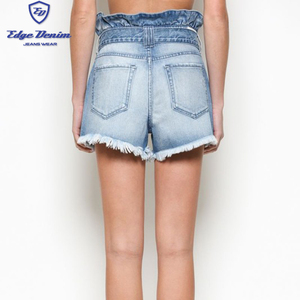 High waist light wash paper bag mom shorts with belt <span class=keywords><strong>Auto</strong></span> - Product Image 4