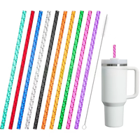 Nouvel Arrivage de Pailles de Remplacement pour Gobelet de Voyage Aventure de 40oz – Pailles Réutilisables, Pailles en Plastique Motif Tourbillon Coloré et Brosse de Nettoyage