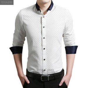 Camisa de Esmoquin Formal para Hombre, Cuello Mao, Manga Larga, Antiarrugas, 100% Algodón Dobby, Servicio OEM, Venta al Por Mayor - Product Image 1