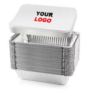 OEM Logo Nhôm Lá Nồi Dùng Một Lần Takeaway <span class=keywords><strong>Container</strong></span> Thực Phẩm Nhôm Lá Khay Kích Thước Nhỏ Với Nắp Nhôm Lá <span class=keywords><strong>Container</strong></span> - Product Image 1