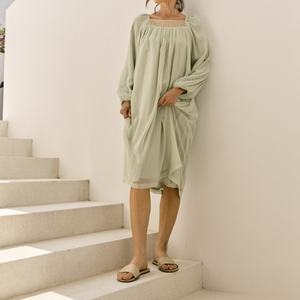 Vestido Informal de Lino Tejido Transpirable con Mangas Abullonadas, Talla Grande, para Mujer, Otoño 2025 - Product Image 2