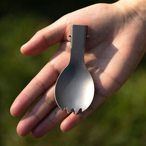 <span class=keywords><strong>Couverts</strong></span> en titane ultralégers, cuillère, fourchette, couteau avec manche pliable, ustensiles de camping, <span class=keywords><strong>couverts</strong></span> portables pour l'extérieur - Product Image 4