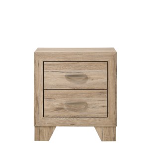Natural Finish 2 <b>Drawer</b> Contemporary Nightstand Wooden Bedroom Furniture 1pc - Product Image 2