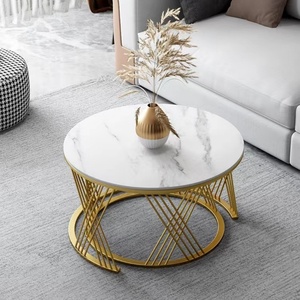 Mesa de centro para sala de estar, estilo lujo ligero, moderna y sencilla, con tablero de roca de diseño popular, combinación de letras para el hogar. - Product Image 6