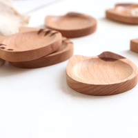 Mini plat à sauce en bois de hêtre en forme de chat mignon, plat à soja, plat à épices animalier Kawaii pour la décoration de cuisine et de salle à manger