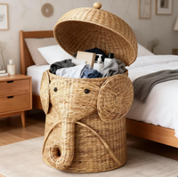 Panier de rangement en rotin plastique en forme d'animal avec couvercle, étagère décorative, panier de décoration peint à la main, panier cadeau