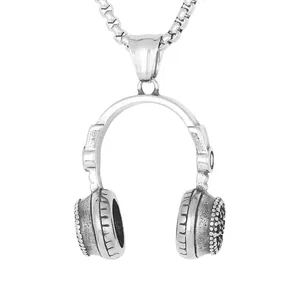 Hip Hop Schmuck Einzigartiges Design Musik Kopfhörer Anhänger Colgante Edelstahl Kopfhörer Anhänger Für Männer Halskette