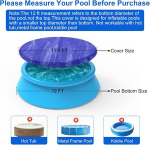 Couverture de <span class=keywords><strong>piscine</strong></span> gonflable de 12 pieds pour piscines hors sol <span class=keywords><strong>Intex</strong></span>, imperméable, anti-poussière, sans trous de drainage, empêche les feuilles et les débris - Product Image 2