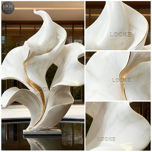 ประติมากรรมดอกบัวโลหะสแตนเลสขนาดใหญ่ ดีไซน์ทันสมัย คุณภาพสูง - Product Image 3