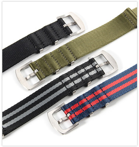 <span class=keywords><strong>Bracelet</strong></span> de montre de luxe robuste en nylon tissé à chevrons de 20 mm et 22 mm, épaisseur 1,2 mm, style ceinture de sécurité, rayé - Product Image 4