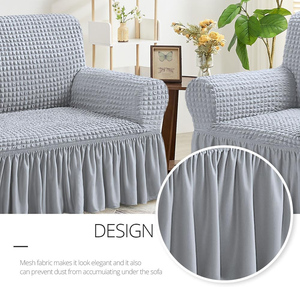 ปลอกโซฟาผ้าสแปนเด็กซ์โพลีเอสเตอร์เนื้อนุ่มยืดหยุ่นสูงกันลื่นพร้อมกระโปรงฟู - Product Image 3