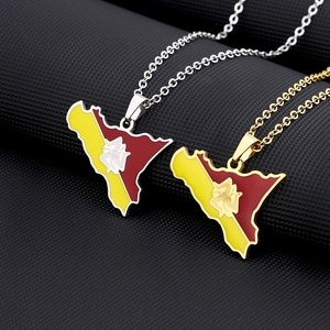Collar con Colgante de Acero Inoxidable para Hombre y Mujer, Joyería Étnica con Mapa, Regalo Italiano, Nuevo Mapa de la Isla de <span class=keywords><strong>Sicilia</strong></span>, <span class=keywords><strong>Bandera</strong></span> de Italia - Product Image 2