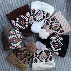 Gorro de Punto Elástico para <span class=keywords><strong>Mujer</strong></span>, Modelo WXL493, Diseño a Cuadros, Estampado de Leopardo, con Pompón, para Invierno y Otoño - Product Image 6