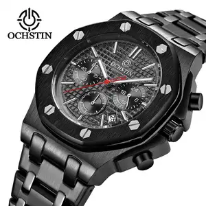 OCHSTIN 6100 top 10 brands black gents quartz watch luxury Stainless steel band Multi function Calendar date display rohs watch