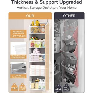 Over Door Organizer 15 Pockets 20-35L Capacity <b>Hook</b> Type Hanging Storage For Baby Products <b>Shoes</b> Closet Organizer - Product Image 3