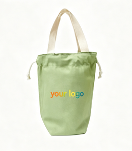 Bolsa de Mano Mini de Lona Lisa Personalizada con Cierre de Cordón, Porta Botella de Agua Térmica Portátil, Bolsa de Regalo para Compras con Logotipo - Product Image 1