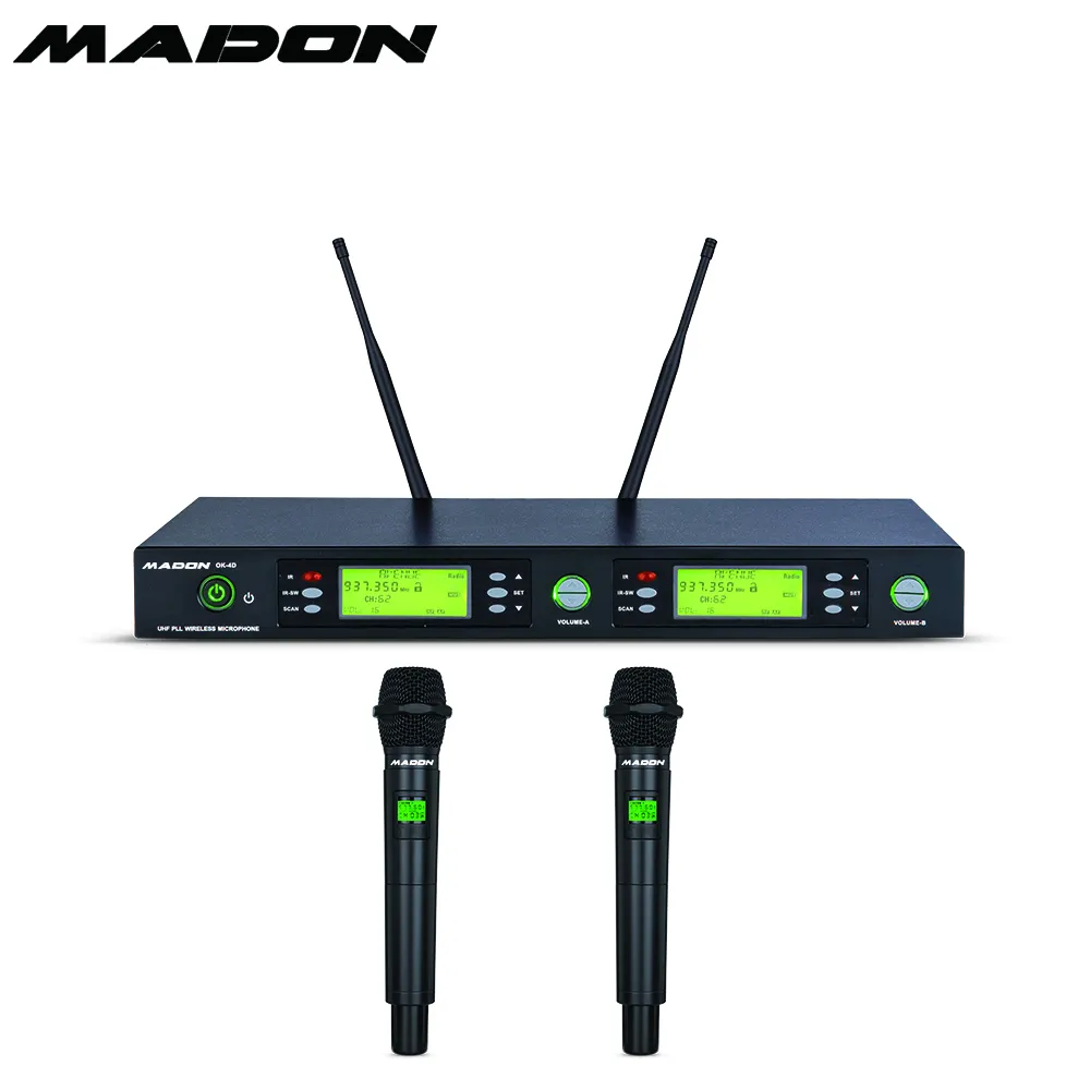 Madon MIC UHF PLL 32/96 สองช่องแบบดั้งเดิมความหลากหลายที่แท้จริง OK-4D ไมโครโฟนไร้สายพร้อม OK-2H ไมโครโฟนมือถือ