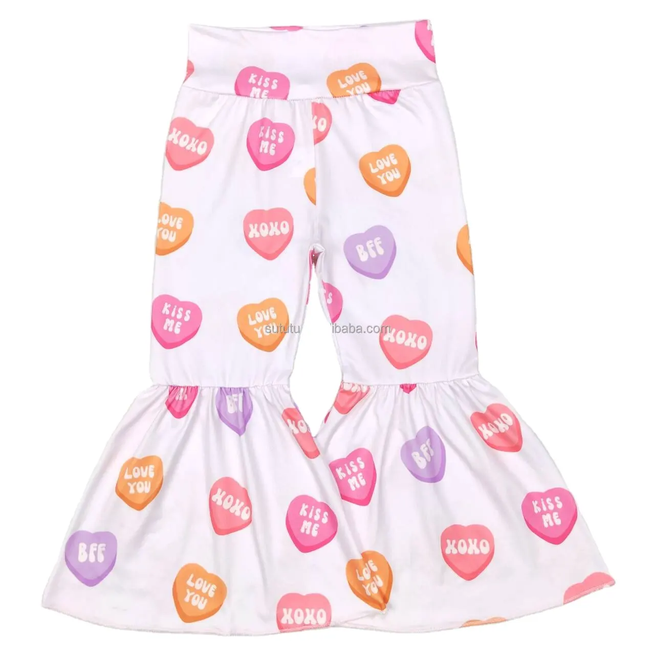 Día de San Valentín LOVE ME Kiss you Girls Bell bottoms para niñas niños diseñadores ropa niño niñas conjuntos de ropa