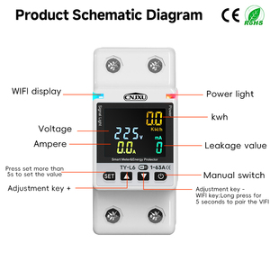 Interruttore Automatico Smart WiFi Tuya MCB 63A con Protezione da Sovratensione/UV, Limitatore di Corrente e Tempo, Riconnessione Automatica e Misurazione - Product Image 2