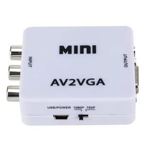 1080P迷你视频转换器RCA影音到VGA视频转换器，带3.5毫米音频AV2VGA/CVBS + 音频到电脑高清电视