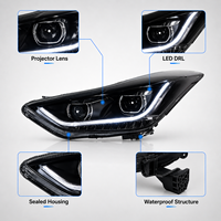 Ensemble de phares LED BK pour Hyundai Elantra 2012-2016, projecteur DRL, clignotant séquentiel, plug and play