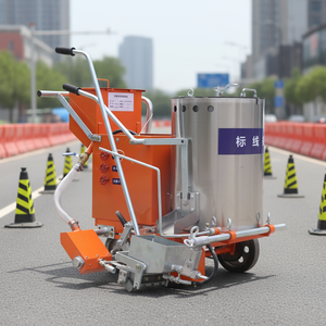 Machine de marquage routier thermoplastique à largeur réglable, portable, poussée à la main, avec distributeur de billes de verre - Product Image 1