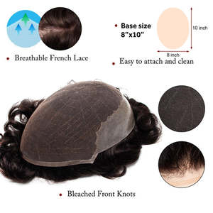 Q6 Swiss Lace Front Toupee pour hommes 100% cheveux humains avec PU et système de dentelle française - Product Image 2