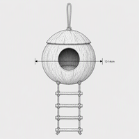 Nid d'oiseau en coquille de noix de coco naturelle avec échelle en corde pour perruche, agapornis, moineau de Java, nid suspendu pour cage 12-14cm