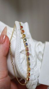 Xinfly Multicolored <b>Rainbow</b> Natural Sapphire 1.50cts 18k Gold Tennis <b>Bracelet</b> - Product Image 4