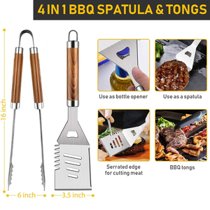 Ensemble cadeau de luxe de 34 accessoires pour barbecue, ensemble d'outils de barbecue en acier inoxydable robuste avec sac de rangement portable pour hommes - Product Image 2
