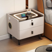 Table de chevet intelligente en bois de luxe Yuechun, tables de nuit modernes avec charge sans fil, haut-parleur Bluetooth, rangement, 2 tiroirs, chambre d'hôtel