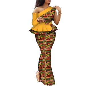 Robe africaine <span class=keywords><strong>pour</strong></span> femmes, robe traditionnelle à imprimé Ankara <span class=keywords><strong>pour</strong></span> femmes, ensemble élégant <span class=keywords><strong>pour</strong></span> soirée, deux pièces, haut et jupe, tenues <span class=keywords><strong>pour</strong></span> femmes, 10085 - Product Image 6