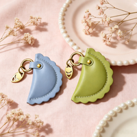 Llavero de Cuero PU con Forma de Dumpling, Colgante Portátil con Borde Ondulado para Decoración de Bolsos, Uso Diario, Regalo de Cumpleaños o Festividades