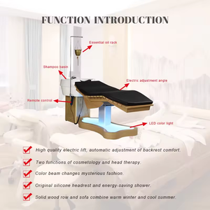 Kleurrijke LED moderne salon wasbak met keramische bak en PU lederen ligplaats voor het wassen van haar - Product Image 3