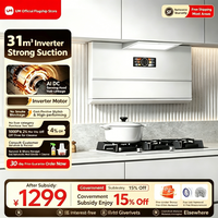 Hotte aspirante 120B blanche à aspiration supérieure, haute puissance, à fréquence variable, pour cuisine domestique, extracteur de fumée 280W 31m³