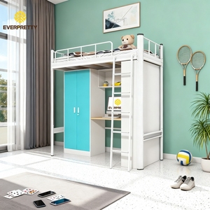 <span class=keywords><strong>Letto</strong></span> a Soppalco in Metallo Moderno per Studenti e Personale con Scrivania e Armadio a Due Ante per Appartamenti e Dormitori - Product Image 1