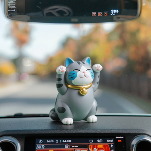 Nhựa Handmade Mèo May Mắn Tượng Với Cánh Tay Vẫy Năng Lượng Mặt Trời Fortune Mèo Cho Phía Trước Bàn Xe Kinh Doanh Mở Trang Trí Nội Thất Thanh Lịch Mèo Thiết Kế - Product Image 5