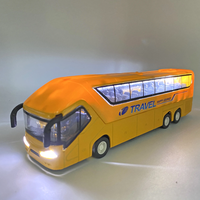 Autobús de Dos Pisos de Aleación a Escala 1:50 con Luces y Música, Modelo para Niños, Vehículo de Autobús con Motor de Retroceso, Juguete Educativo de Coche de Viaje de Larga Distancia