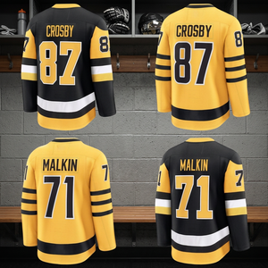 Maillot de hockey sur glace de haute qualité en coton/fibre de bambou, séchage rapide, écologique, respirant, logo personnalisé, broderie 3D pour adulte - Product Image 3