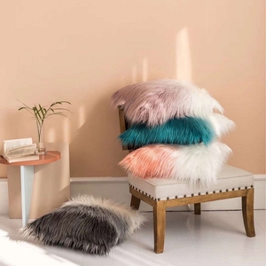 Decorative Luxury Series Plush Throw Pillow Case Mongolian <strong>Faux</strong> <strong>Fur</strong> Sofa <strong>Cushion</strong> <strong>Cover</strong> - Product Image 2