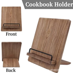 Solid Wood <b>Recipe</b> Rack Desktop Shelf <b>For</b> Kitchen <b>Book</b> Storage Retro Color Single Layer Wooden Display <b>Stand</b> - Product Image 3