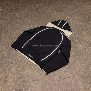 Vestes coupe-vent en nylon réfléchissantes 3M personnalisées pour hommes, style streetwear décontracté, imperméables et résistantes au vent, avec fermeture éclair - Product Image 3