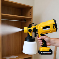 Semprotan Cat Listrik Tanpa Kabel 21V 900ml, Semprotan Daya HVLP Portabel dengan 2 Nozel untuk Pengecatan Furnitur
