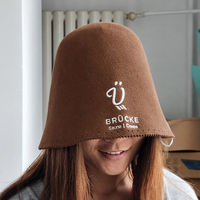 Chapeau de sauna en feutre de laine unisexe, respirant, moulé sans couture, isolant thermiquement, avec logo brodé personnalisé, pour spa, hammam, banya