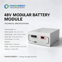 Baterai LiFePO4 Tipe Rak 4.8kWh 51.2V 100Ah, Dukungan Jaringan Hibrida, Proteksi IP20, Komunikasi CAN untuk Stasiun Basis 5G