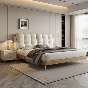 Muebles de <span class=keywords><strong>Dormitorio</strong></span> de Madera Maciza de Lujo de Mediados de Siglo, Camas Tapizadas Suaves, Estructura de Cama Doble Tamaño King, Diseño Elegante para Adultos - Product Image 1