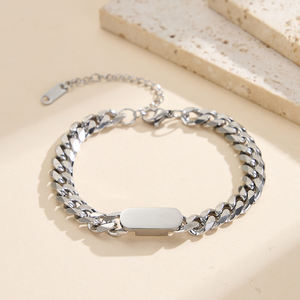 STCB05 Joyería Hip Hop, Bisutería de Acero Inoxidable, Barra Lisa Dorada, Cadena <span class=keywords><strong>Cubana</strong></span>, Pulsera de Eslabones Cubanos - Product Image 5