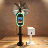 Photobooth Oval Logam Portabel yang Dapat Dilepas dengan Lampu LED RGB untuk Pemotretan Instan, DSLR, iPad, Printer, untuk Wisuda, Bar, Pesta Pernikahan